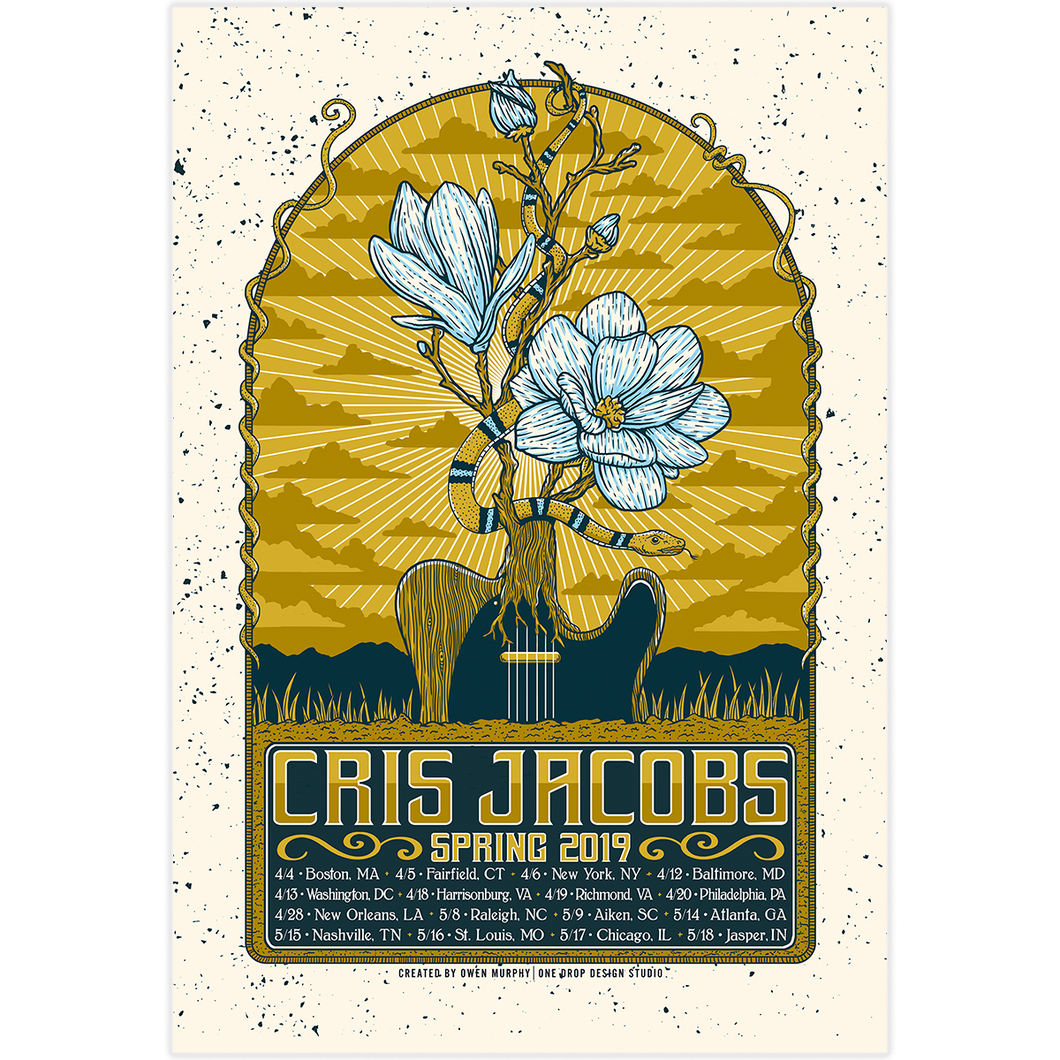 cris jacobs color where you are tour poster merch blue rose music painted roads buffalo girl 2019