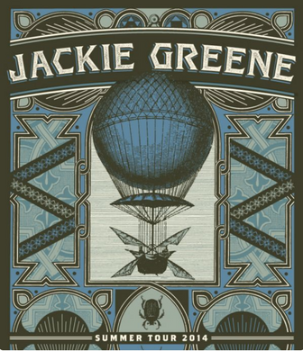 Jackie Greene summer 2014 tour poster merch hot air balloon retro blue rose music