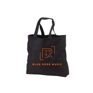 black tote bag large blue rose music logo orange organic american made merch