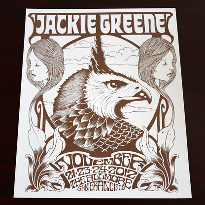 Jackie Greene 2012 fillmore poster artwork by alan forbes blue rose music