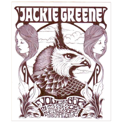 Jackie Greene 2012 fillmore poster artwork by alan forbes blue rose music