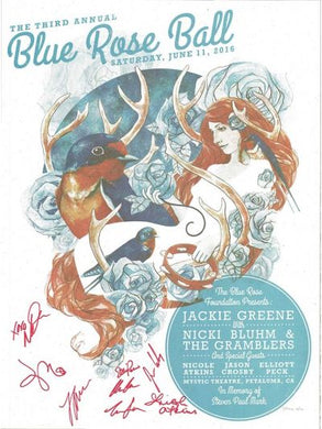 Signed Blue Rose Ball poster 2016 autographed artwork by stanley mouse blue rose foundation benefit large numbered poster